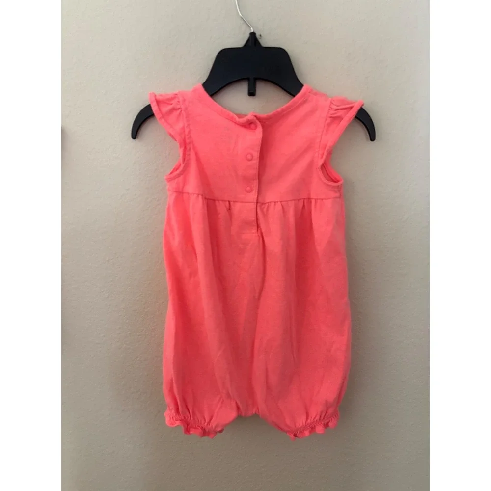Carters Baby Girl Neon Pink Floral  Sun Romper 18 Months A1199